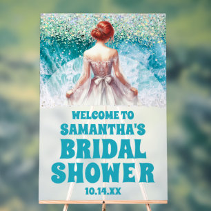 Frosted Acrylic Beach Bridal Shower Welcome Sign