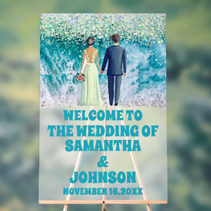 Frosted Acrylic Beach Wedding Welcome Sign