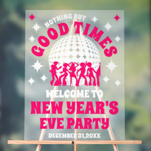 Frosted Acrylic New Year's Eve Party Welcome Sign