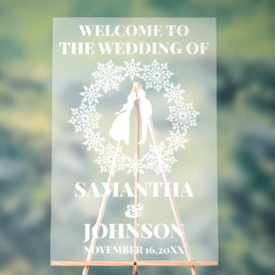 Frosted Acrylic Snowflake Wedding Welcome Sign