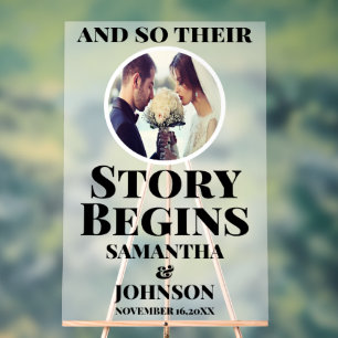 Frosted Acrylic Story Begins Wedding Welcome Sign