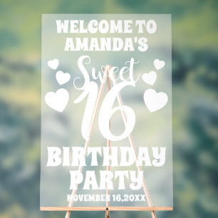 Frosted Acrylic Sweet 16 Welcome Sign