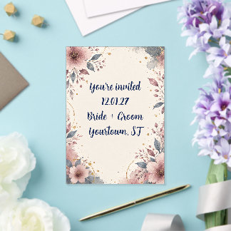 Frosted Acrylic Watercolor Floral Wedding Invite Invitations