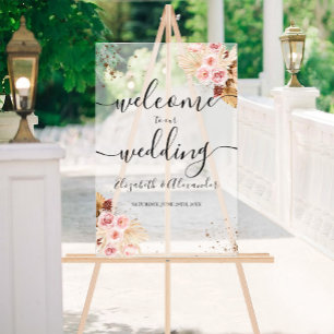 Frosted Acrylic Wedding Welcome Sign   Boho