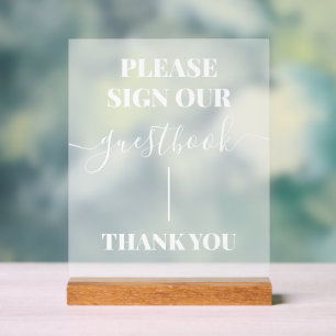 Frosted Acrylic White Guestbook Wedding Sign