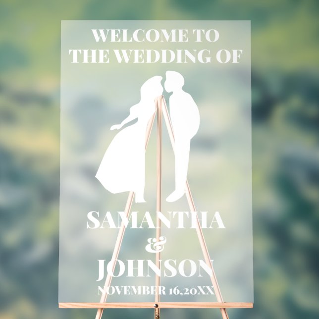 Frosted Acrylic White Wedding Welcome Sign (Neutral)