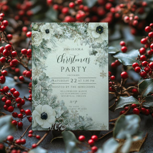 Frosted Anemone Winter Christmas Invitation