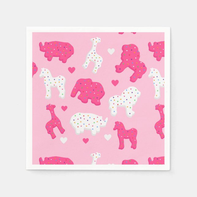 Frosted Animal Cookie Birthday Party Napkins (Front)