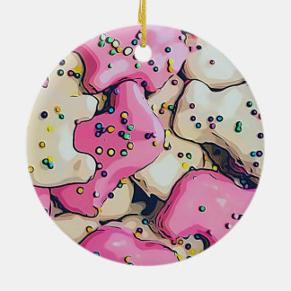 Frosted Animal Cookie Pattern Ceramic Tree Decoration
