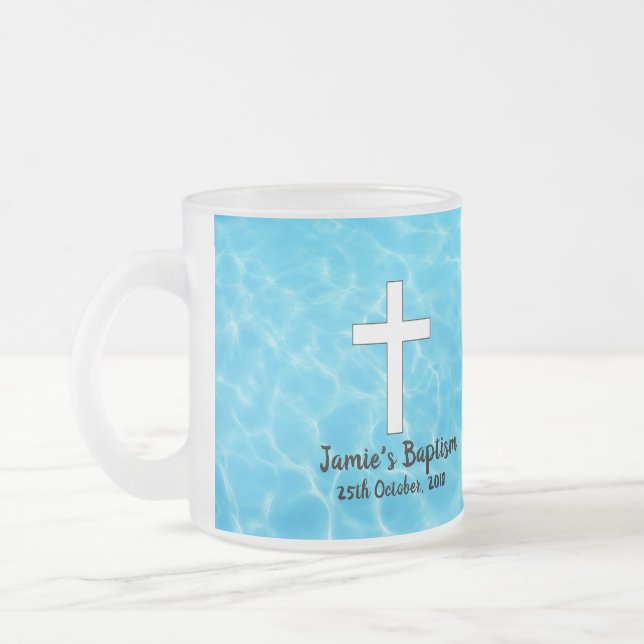 Frosted Baptism keepsake Glass Coffee Mug (Left)