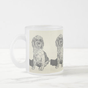 frosted  Beer Mug/ Cocker Spaniel Glass Coffee Mug