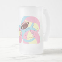 Frosted Beer Mug  : Football In Motion .