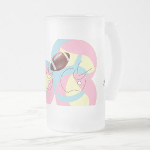 Frosted Beer Mug : Football In Motion .