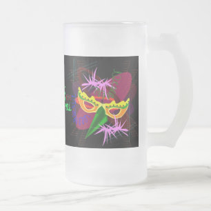 Frosted Beer, Soda Mug-Mardi Gras Glass Beer Mug