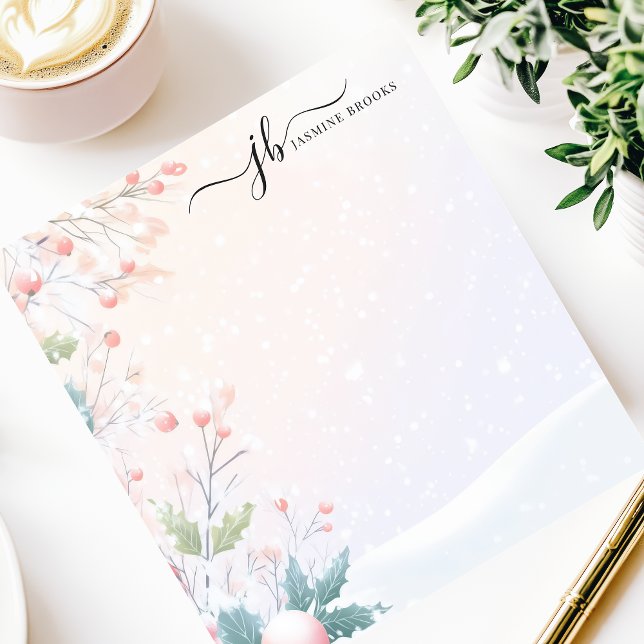 Frosted Berry Winter Watercolor Personalised Notepad (Creator Uploaded)