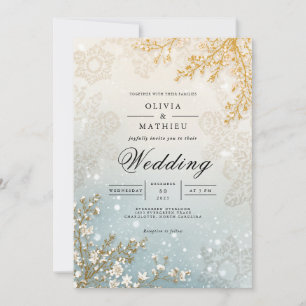 Frosted Bloom Winter Romance Wedding Invitation