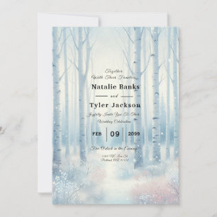 Frosted Blue Birch Forest Wedding Invitation
