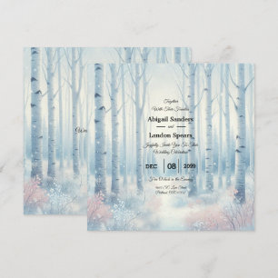 Frosted Blue Birch Forest Wedding Invitation