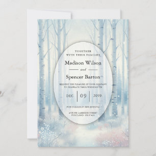 Frosted Blue Birch Forest Wedding Invitation