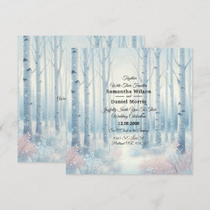 Frosted Blue Birch Forest Wedding Invitation