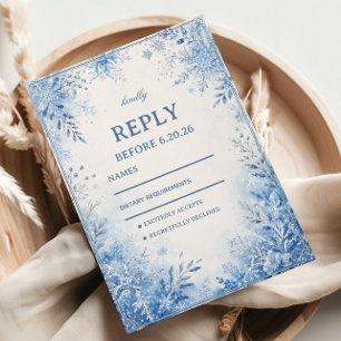 Frosted Blue Botanicals Embracing Winter RSVP Card