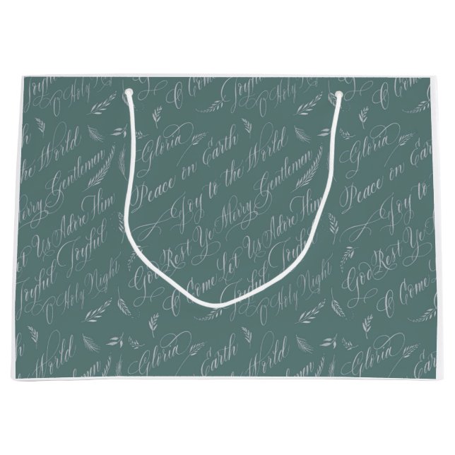 Frosted Blue Carols Large Gift Bag (Front)