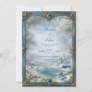 Frosted Blue Castle Wedding Invitation