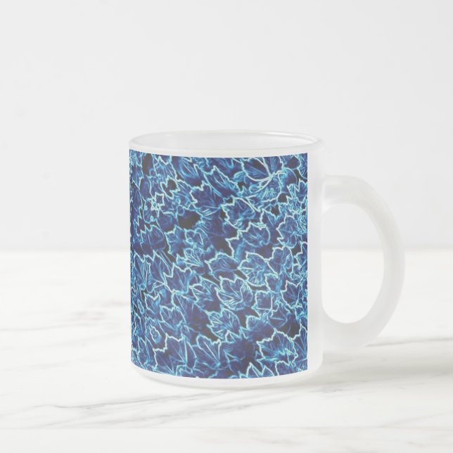 Frosted Blue Ivy Cool Glass Coffee Mug (Right)