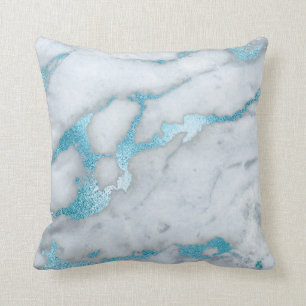 Frosted Blue Marble Pillow