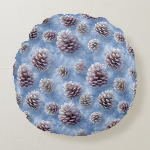 Frosted Blue Pinecones Pattern Throw Pillow