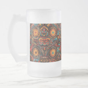 Frosted Blue "Timeless Ancestral Imprint" Glass Mu Beer Mug