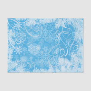 Frosted Blue Winter Swirls and Snowflakes Tissue Paper