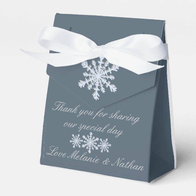 Frosted Blue Winter Wedding Custom Favour Box (Front Side)