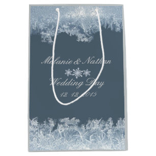 Frosted Blue Winter Wedding Custom Medium Gift Bag