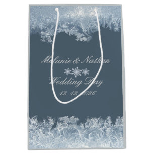 Frosted Blue Winter Wedding Custom Medium Gift Bag