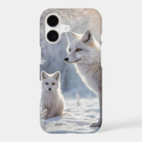 "Frosted Bonds: The Arctic Fox and Her Cub"