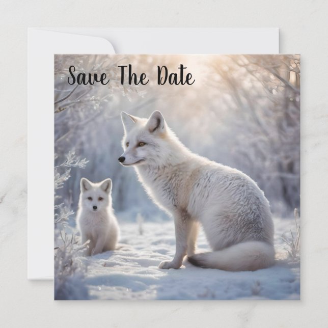 "Frosted Bonds: The Arctic Fox and Her Cub" Save The Date (Front)