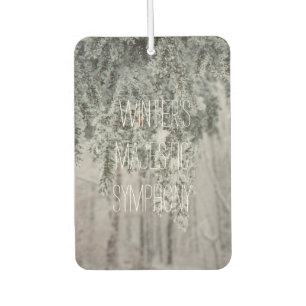 Frosted branches and a snow-covered forest car air freshener
