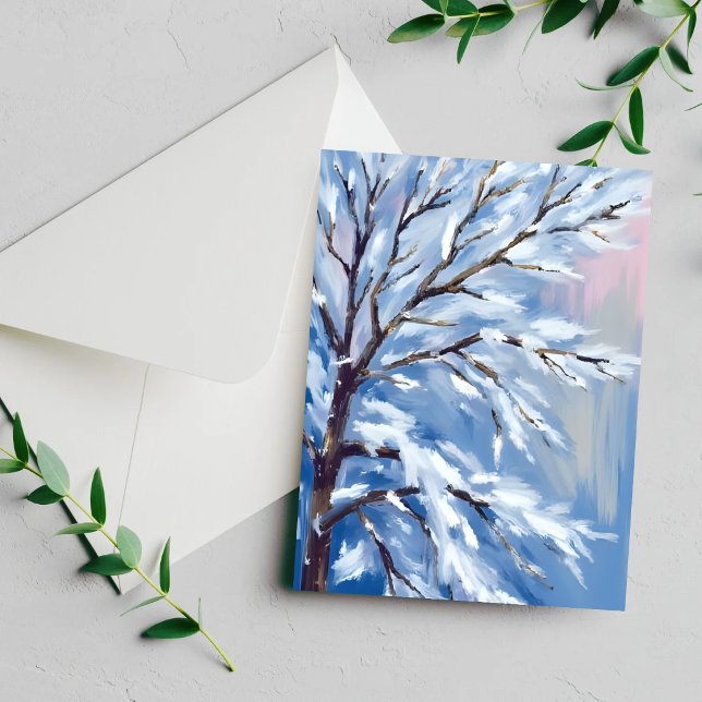 Frosted Branches | Winter Snow Tree Painting Card (Creator Uploaded)