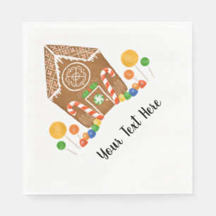 Frosted Candy Gingerbread House Multicolor Holiday Napkin