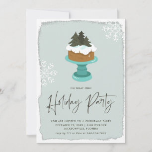 Frosted Christmas Cake   Holiday Party Invitation