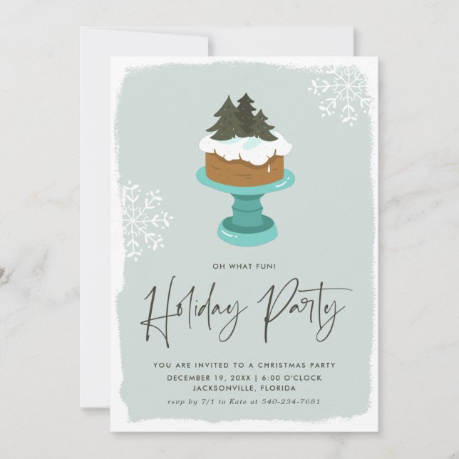 Frosted Christmas Cake | Holiday Party Invitation (Front)