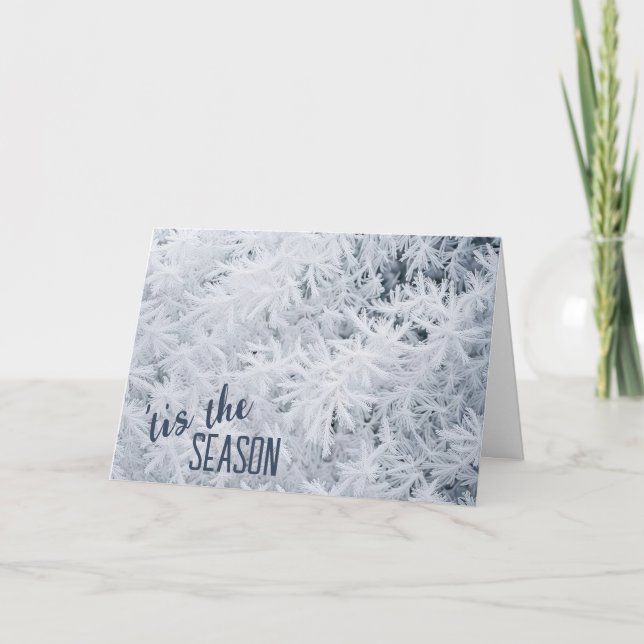Frosted Christmas Snow Crystals  Holiday Card (Front)