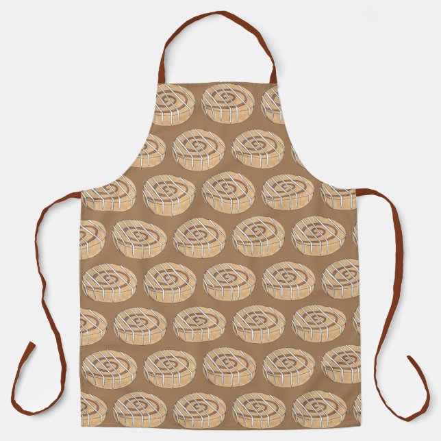 Frosted Cinnamon Roll Bun Breakfast Food Bakery Apron (Front)