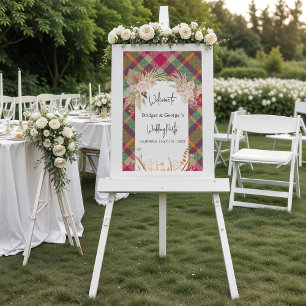 frosted colourful scottish autumn wedding welcome  acrylic sign