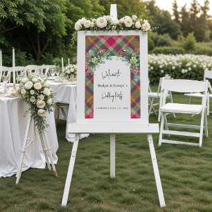 frosted colourful scottish autumn wedding welcome acrylic sign