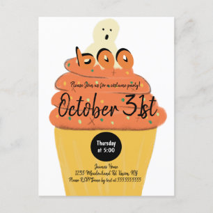 Frosted Cupcake Ghost Costume Halloween Party Invi Postcard
