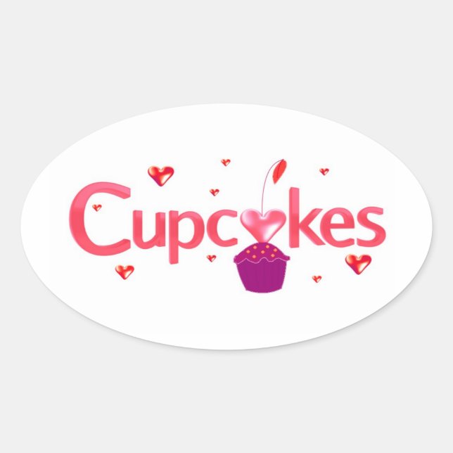 Frosted Cupcake Sign Oval Sticker (Front)