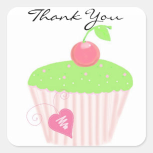 Frosted Cupcake Thank You Square Sticker
