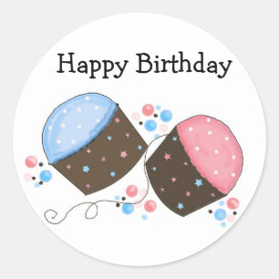 Frosted Cupcakes for your Birthday Classic Round Sticker
